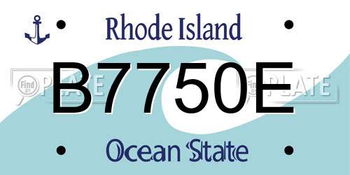 B7750E Rhode Island License Plate