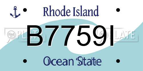 B7759I Rhode Island License Plate