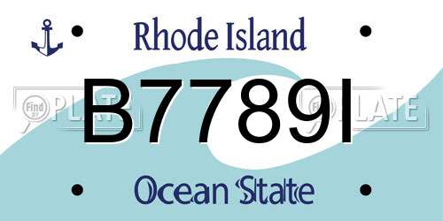 B7789I Rhode Island License Plate