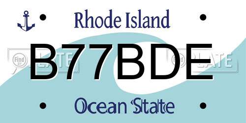 B77BDE Rhode Island License Plate