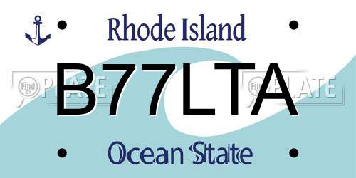 B77LTA Rhode Island License Plate