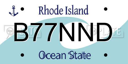B77NND Rhode Island License Plate