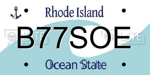 B77SOE Rhode Island License Plate