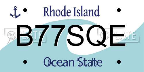 B77SQE Rhode Island License Plate