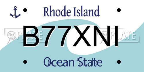 B77XNI Rhode Island License Plate