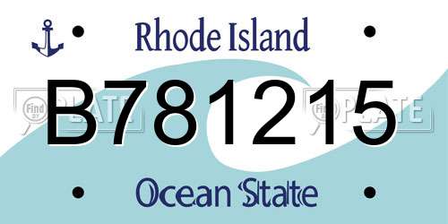 B781215 Rhode Island License Plate