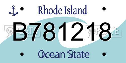 B781218 Rhode Island License Plate