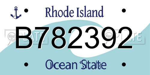 B782392 Rhode Island License Plate