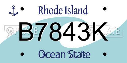 B7843K Rhode Island License Plate