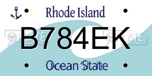 B784EK Rhode Island License Plate