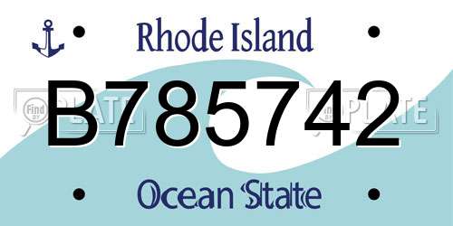 B785742 Rhode Island License Plate
