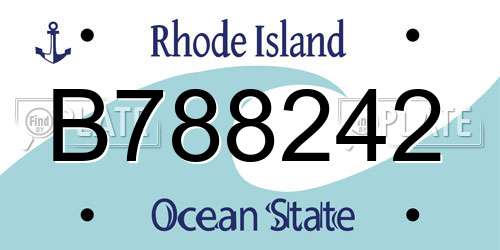 B788242 Rhode Island License Plate