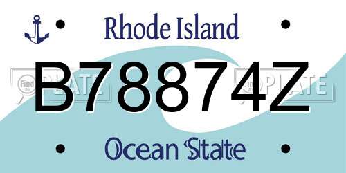 B78874Z Rhode Island License Plate