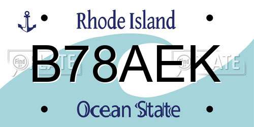 B78AEK Rhode Island License Plate