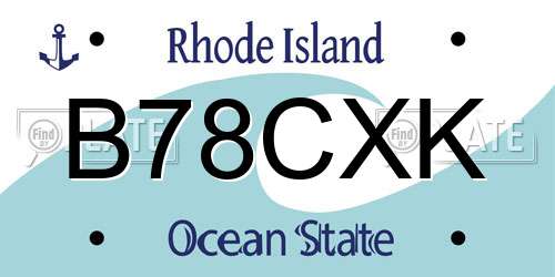 B78CXK Rhode Island License Plate