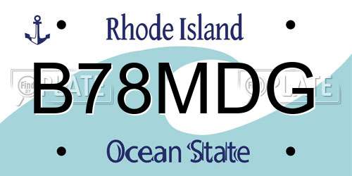 B78MDG Rhode Island License Plate