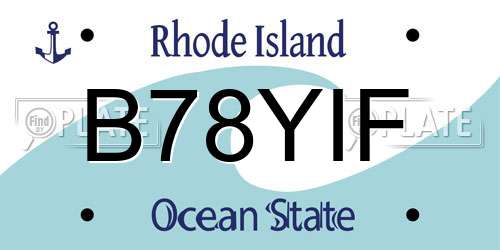 B78YIF Rhode Island License Plate
