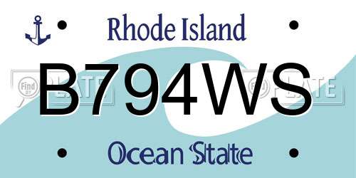 B794WS Rhode Island License Plate
