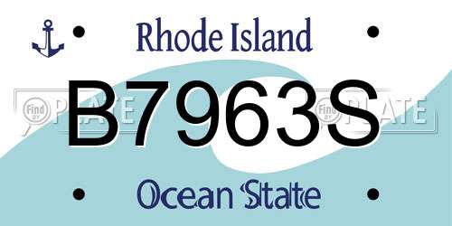 B7963S Rhode Island License Plate