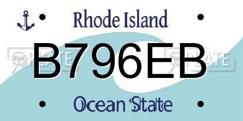 B796EB Rhode Island License Plate
