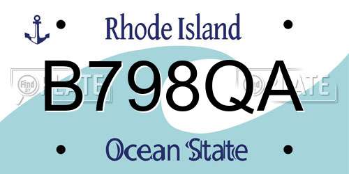 B798QA Rhode Island License Plate