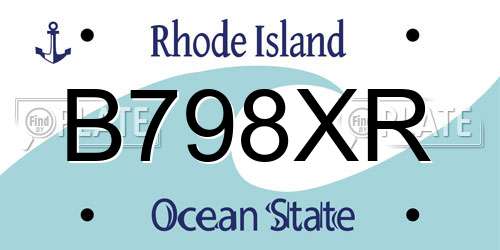 B798XR Rhode Island License Plate