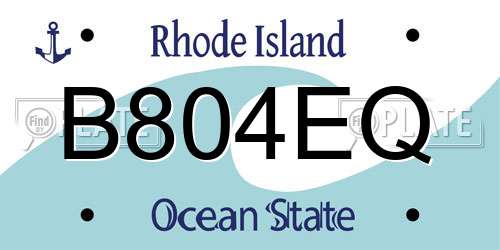 B804EQ Rhode Island License Plate
