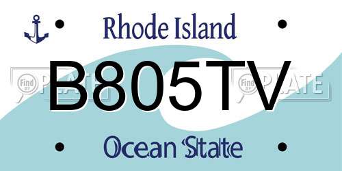 B805TV Rhode Island License Plate