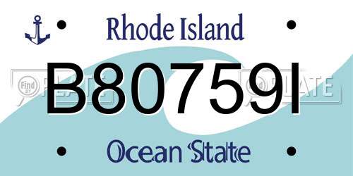 B80759I Rhode Island License Plate