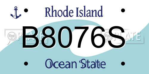 B8076S Rhode Island License Plate
