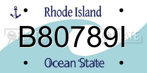 B80789I Rhode Island License Plate