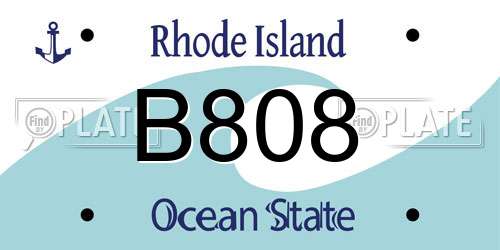 B808 Rhode Island License Plate