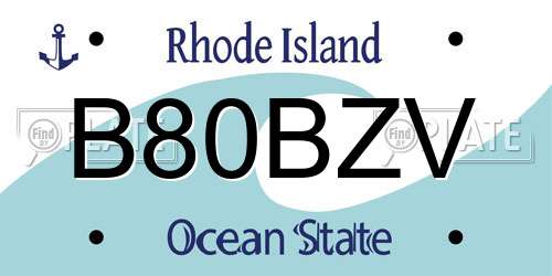 B80BZV Rhode Island License Plate