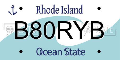 B80RYB Rhode Island License Plate