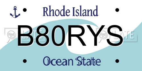 B80RYS Rhode Island License Plate