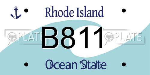 B811 Rhode Island License Plate
