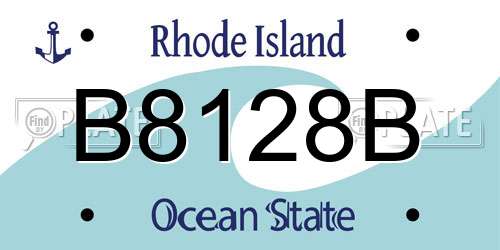 B8128B Rhode Island License Plate