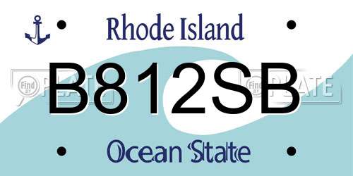B812SB Rhode Island License Plate