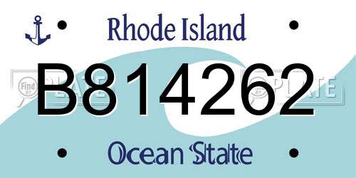 B814262 Rhode Island License Plate