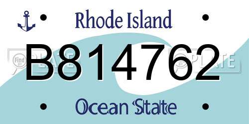 B814762 Rhode Island License Plate