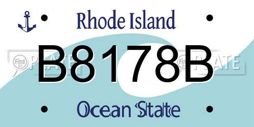 B8178B Rhode Island License Plate