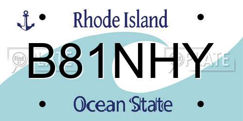 B81NHY Rhode Island License Plate
