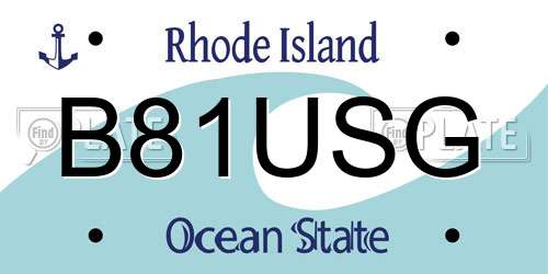 B81USG Rhode Island License Plate