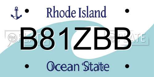 B81ZBB Rhode Island License Plate