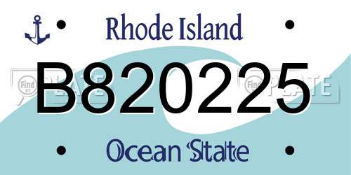 B820225 Rhode Island License Plate