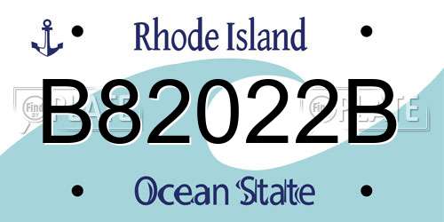 B82022B Rhode Island License Plate