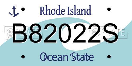 B82022S Rhode Island License Plate