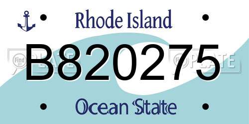 B820275 Rhode Island License Plate