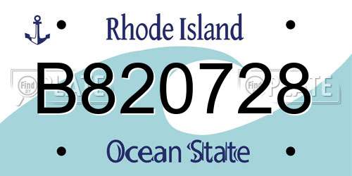 B820728 Rhode Island License Plate