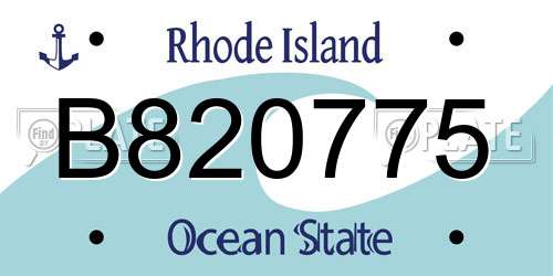 B820775 Rhode Island License Plate
